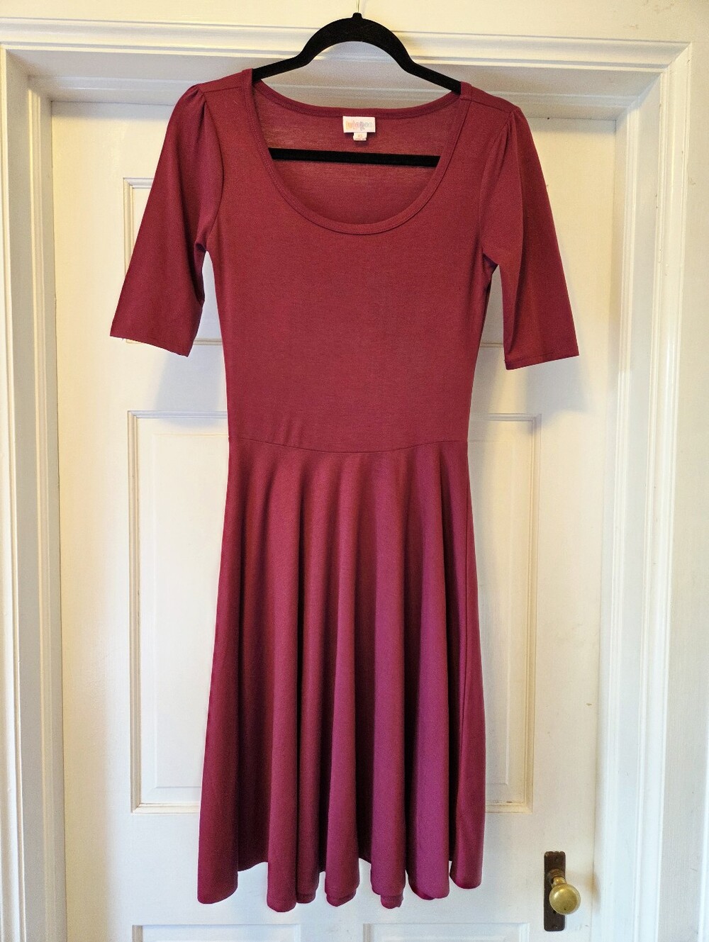 LuLaRoe Nicole Fit & Flare Dress XS Solid Burgundy Wine
